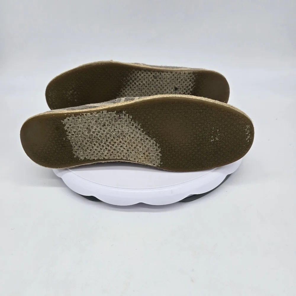 Toms Shoes Women's 10 Gray Striped Canvas Espadrille Flat Casual
